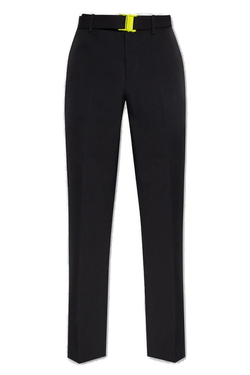 Off-White Pleated Front Buckled Trousers