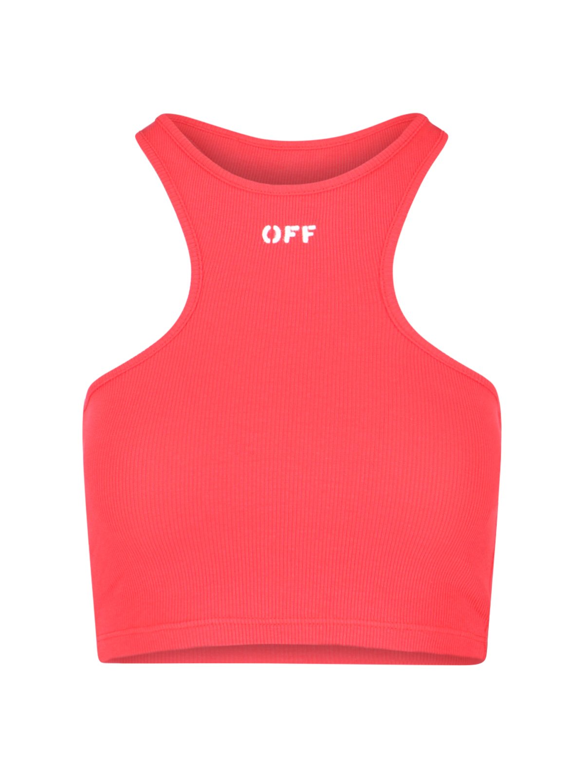 Off-White Logo Printed Ribbed Cropped Top