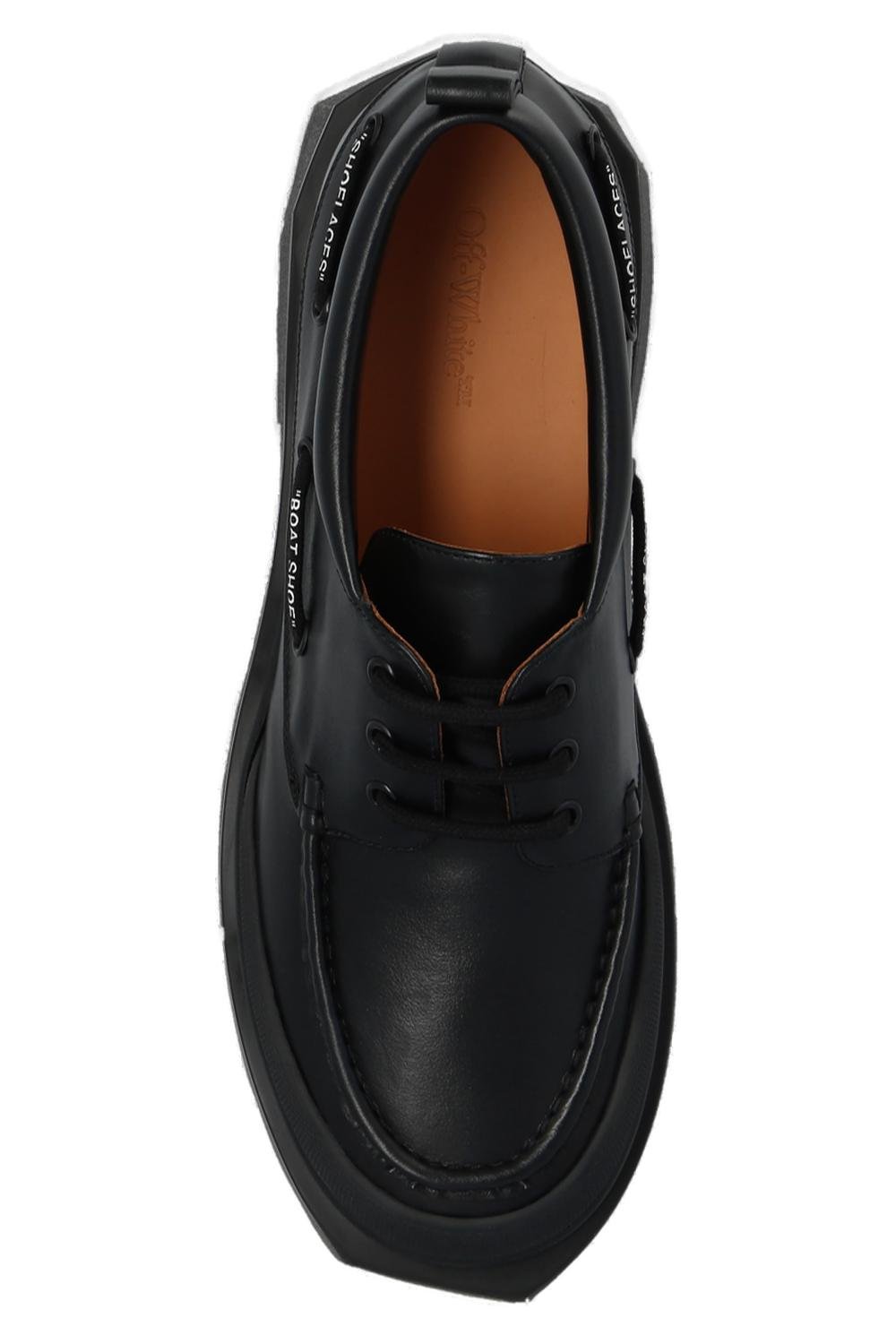 Off-White Sponge Round Toe Lace-Up Derby Shoes