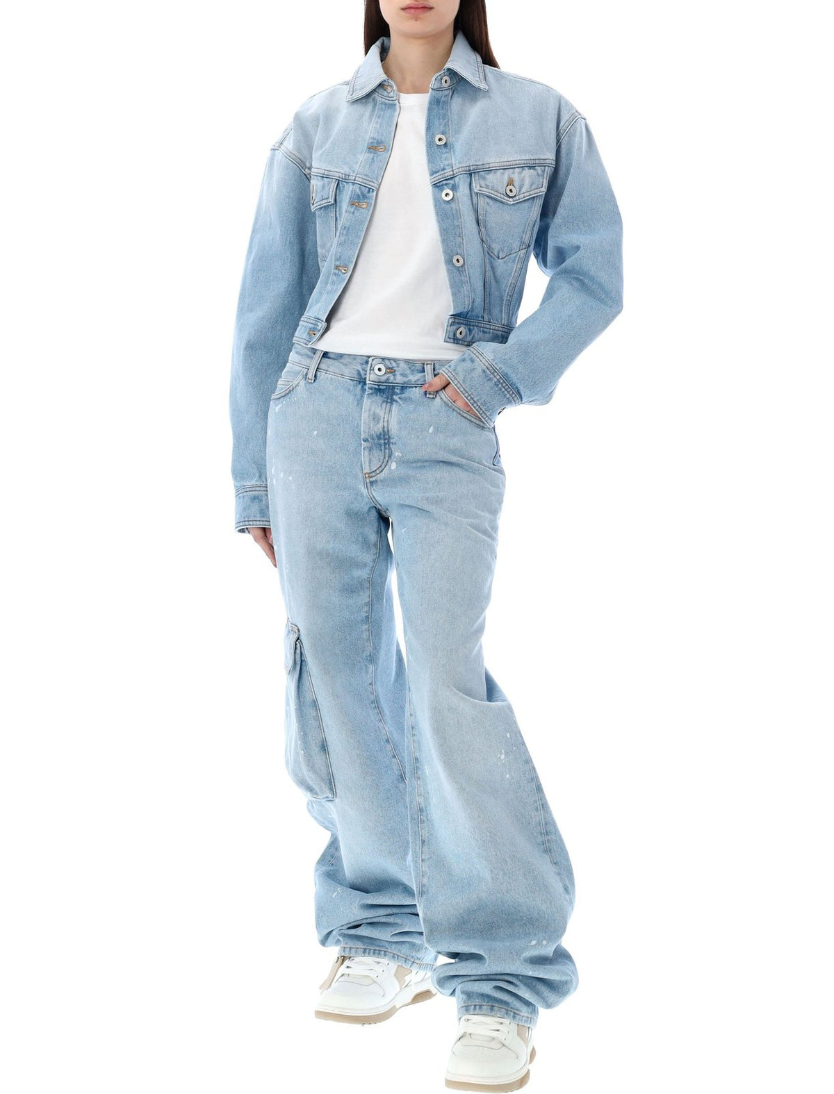 Off-White Toybox Painted Logo Patch Wide Leg Jeans