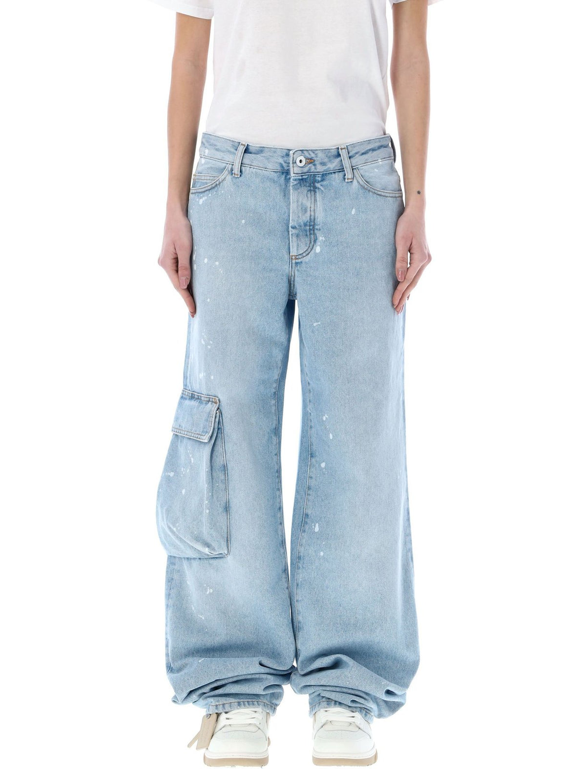 Off-White Toybox Painted Logo Patch Wide Leg Jeans