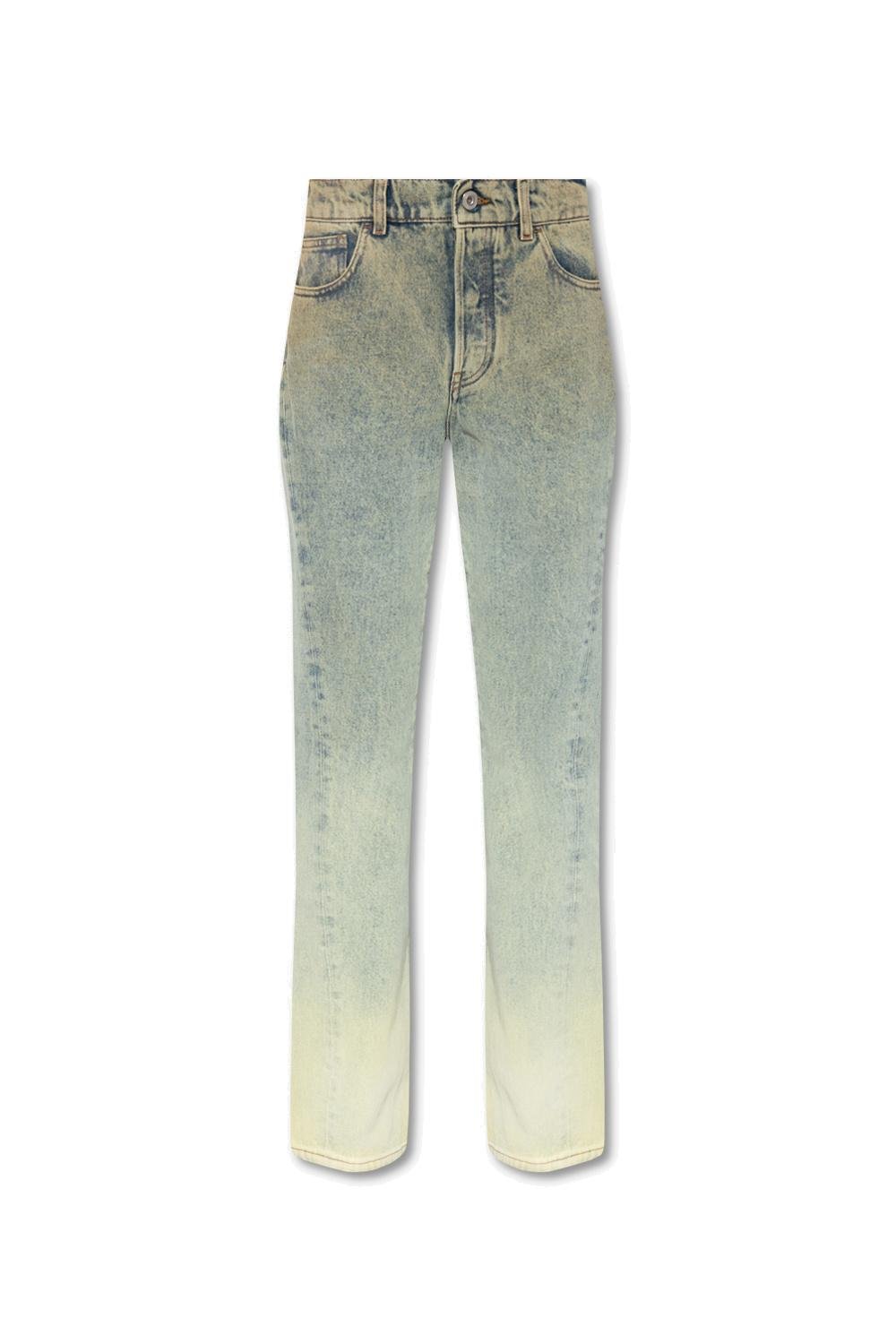 Off-White Washed Straight-Leg Logo Patch Jeans